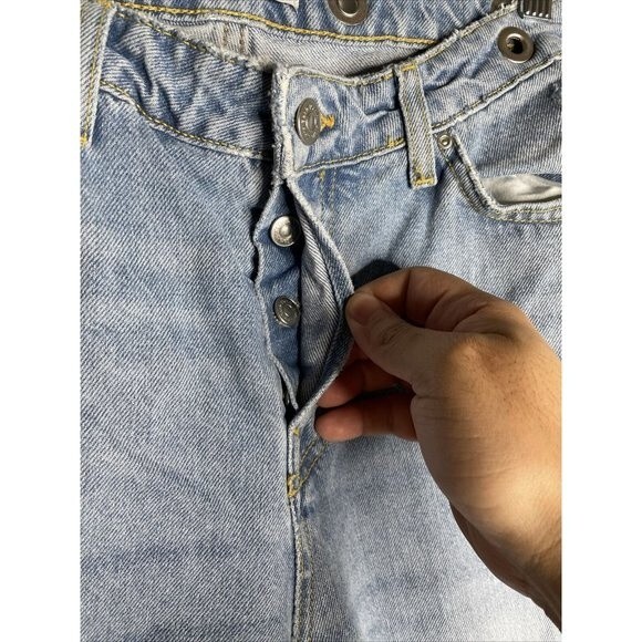Zara basic button up jeans straight leg Distressed Frayed Button Holes Size 4 - Picture 4 of 9
